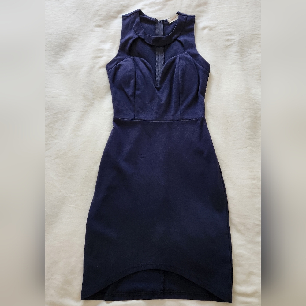 Sarah la USA  Stretch Sleeveless High Low Dress Women's,‎  Blue Size S